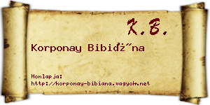 Korponay Bibiána névjegykártya